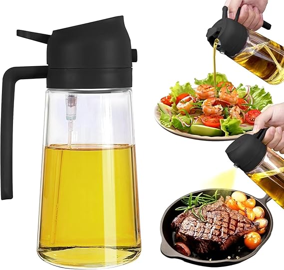 Premium 2-in-1 Glass Oil Sprayer & Dispenser (500ml)