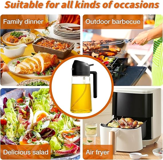Premium 2-in-1 Glass Oil Sprayer & Dispenser (500ml)