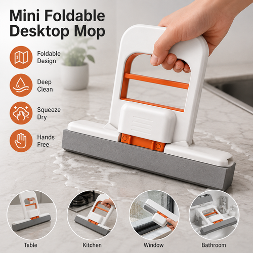 Mini Foldable Cleaning Mop | Portable Hand Squeeze Sponge Mop for Home & Kitchen