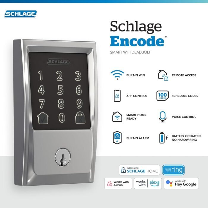 Schlage Encode Smart WiFi Deadbolt with Century Trim In Bright Chrome - Image 2