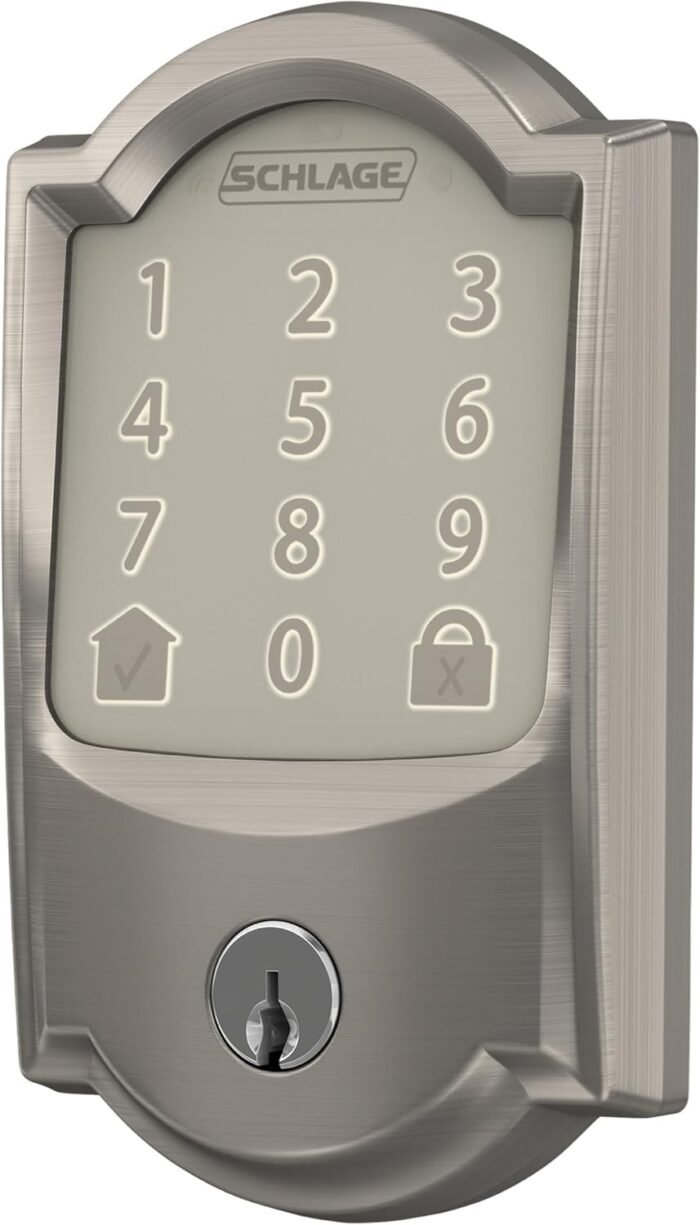 Schlage Encode Smart Wi-Fi Deadbolt with Camelot Trim in Satin Nickel - Image 9