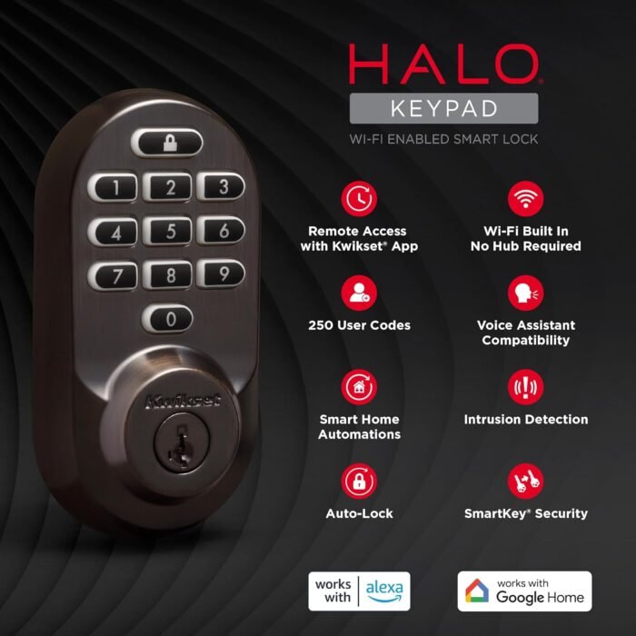 Kwikset Halo Wi-Fi Smart Lock, Keyless Entry Door Deadbolt, Geofence Auto-Unlock, Grade AAA Certified, No Hub Easy Install, Venetian Bronze Lifetime Finish Warranty, Backlit Keypad - Image 10