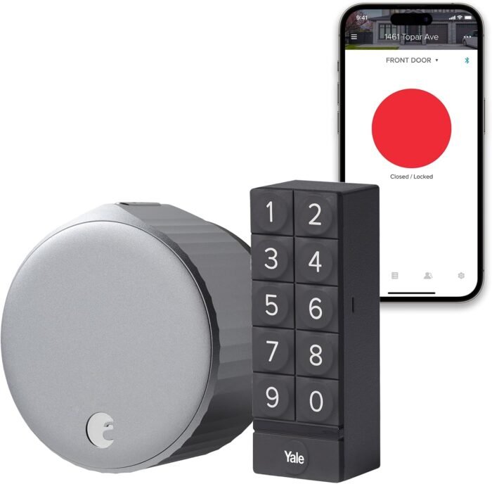 August Home Silver Wi-Fi Smart Lock and Smart Keypad, Keyless Door Lock for Front Entry Door, Great for Guests and Vacation Rentals, ‎AUG-SL05-KY1-S05